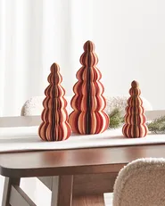 Set of 3 Figurines DHAULAGIRI 15/20/25 cm Christmas Tree Red_947673