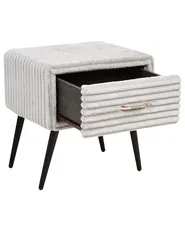 1 Drawer Bedside Table FLAYAT Corduroy Light Grey_968039