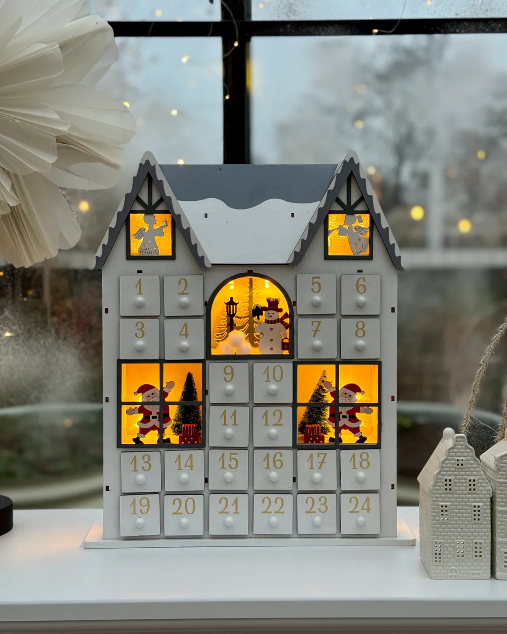 Julpynt LED FEMUND 40 cm Adventskalender Vit_1033769