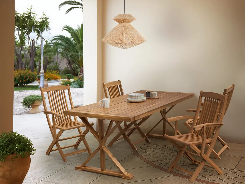 Garden Dining Table CALABRITTO 90 cm 180 cm Acacia Wood Brown