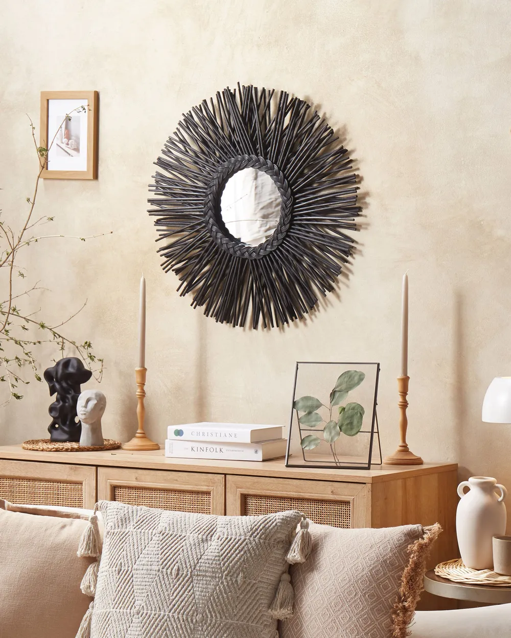 Wall Mirror KALASIN 60 cm 60 cm Rattan Black