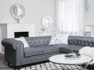 Corner Sofa 6 Seater CHESTERFIELD Fabric Grey Right Hand_706667