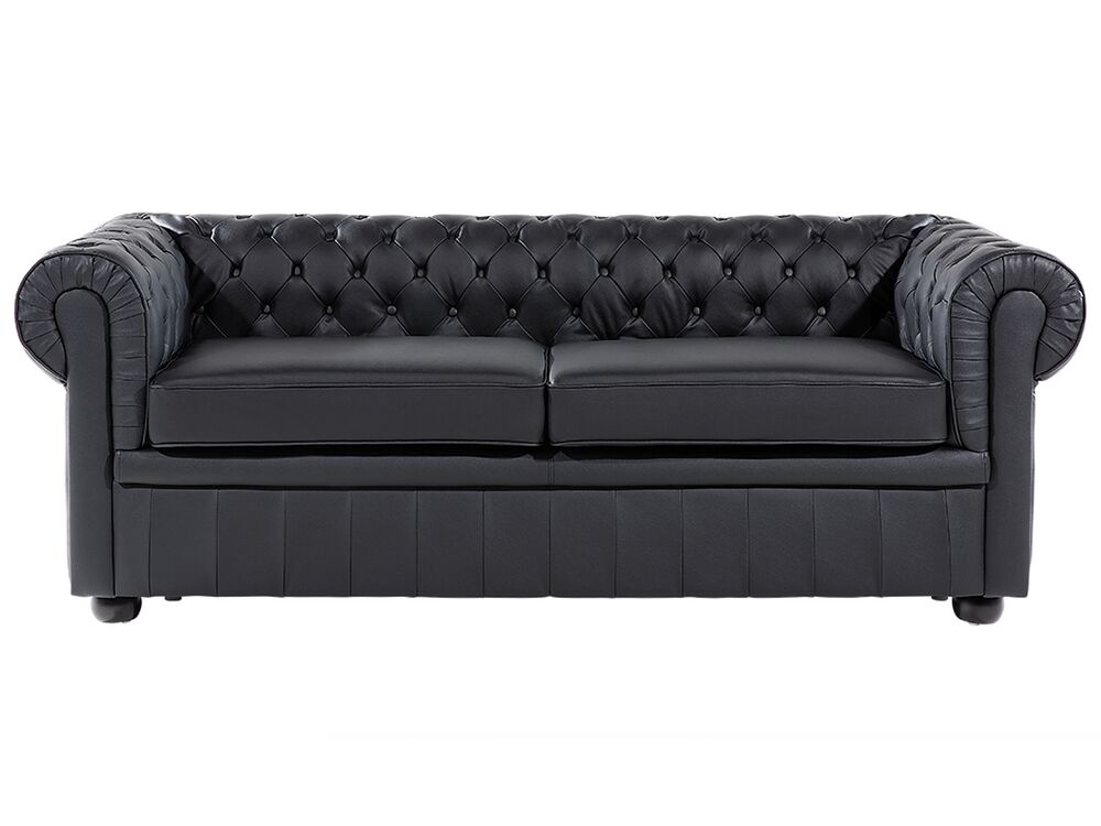 Sofa 3 Seater CHESTERFIELD Leather Black