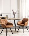 Set of 2 Dining Chairs MONEE Fabric Golden Brown