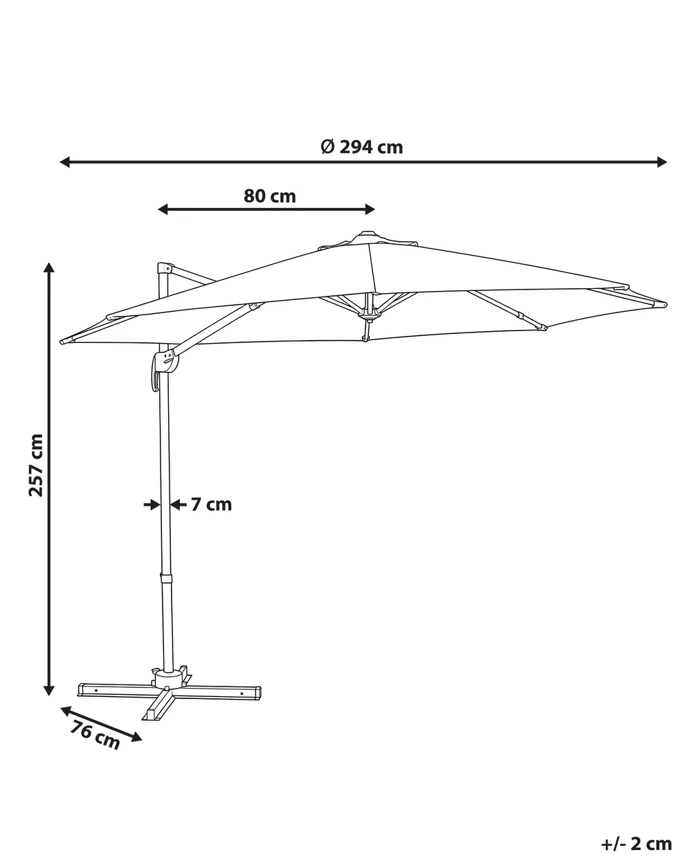 Cantilever Parasol 294 cm SAVONA Dark Grey_1102979