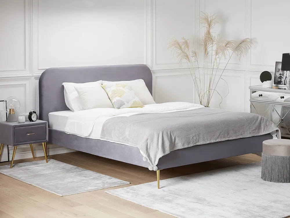 Bed Velvet FLAYAT 180 x 200 cm (EU Super King) Grey