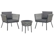 Bistro Set with Cushions GARGANO PE Rattan Grey_856480