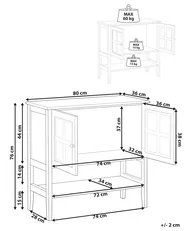 Vitrinskänk i glas med hylla INLET 80 cm Vit_968080