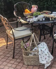 Garden Dining Set 4 Seater ANCONA with Cushions Metal Dark Brown_831828