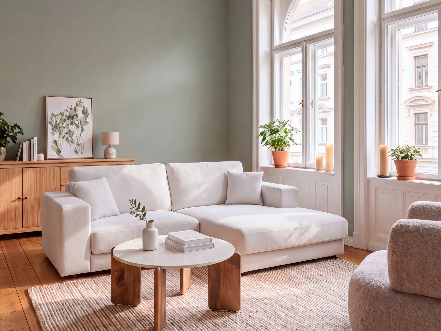 Corner Sofa 3 Seater LOFOTEN Fabric Off-White Left Hand_900419