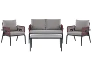 Garden Lounge Set with Table 4 Seater SCIACCA Metal Grey_825646