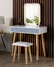 Dressing Table with Mirror and Stool DIEPPE LED White_850233