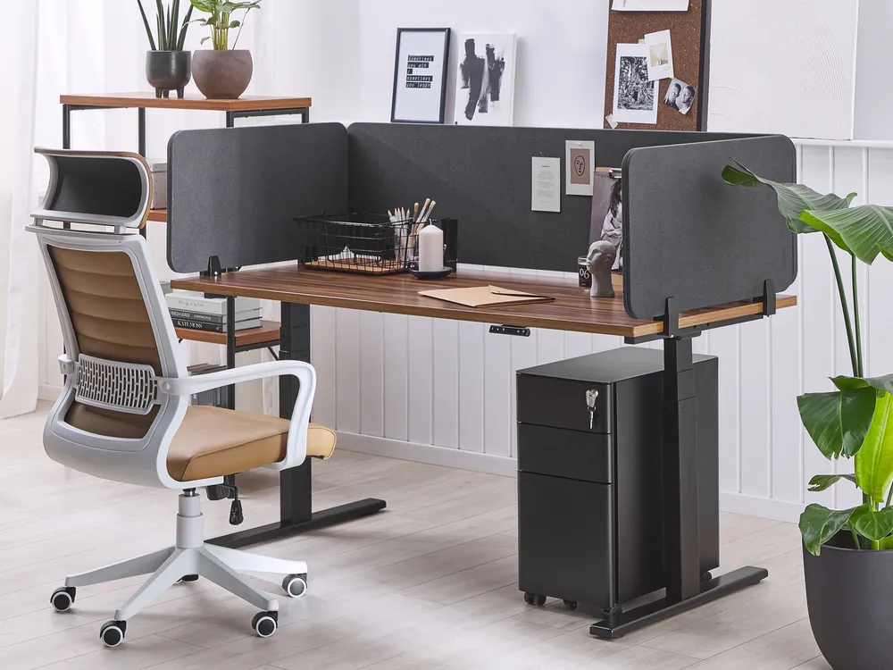 Desk Screen WALLY 120 x 40 cm Dark Grey_1041403