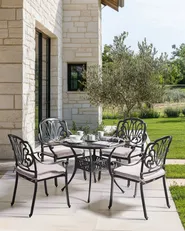 Set of 4 Garden Chairs with Cushions ANCONA Metal Black_806901