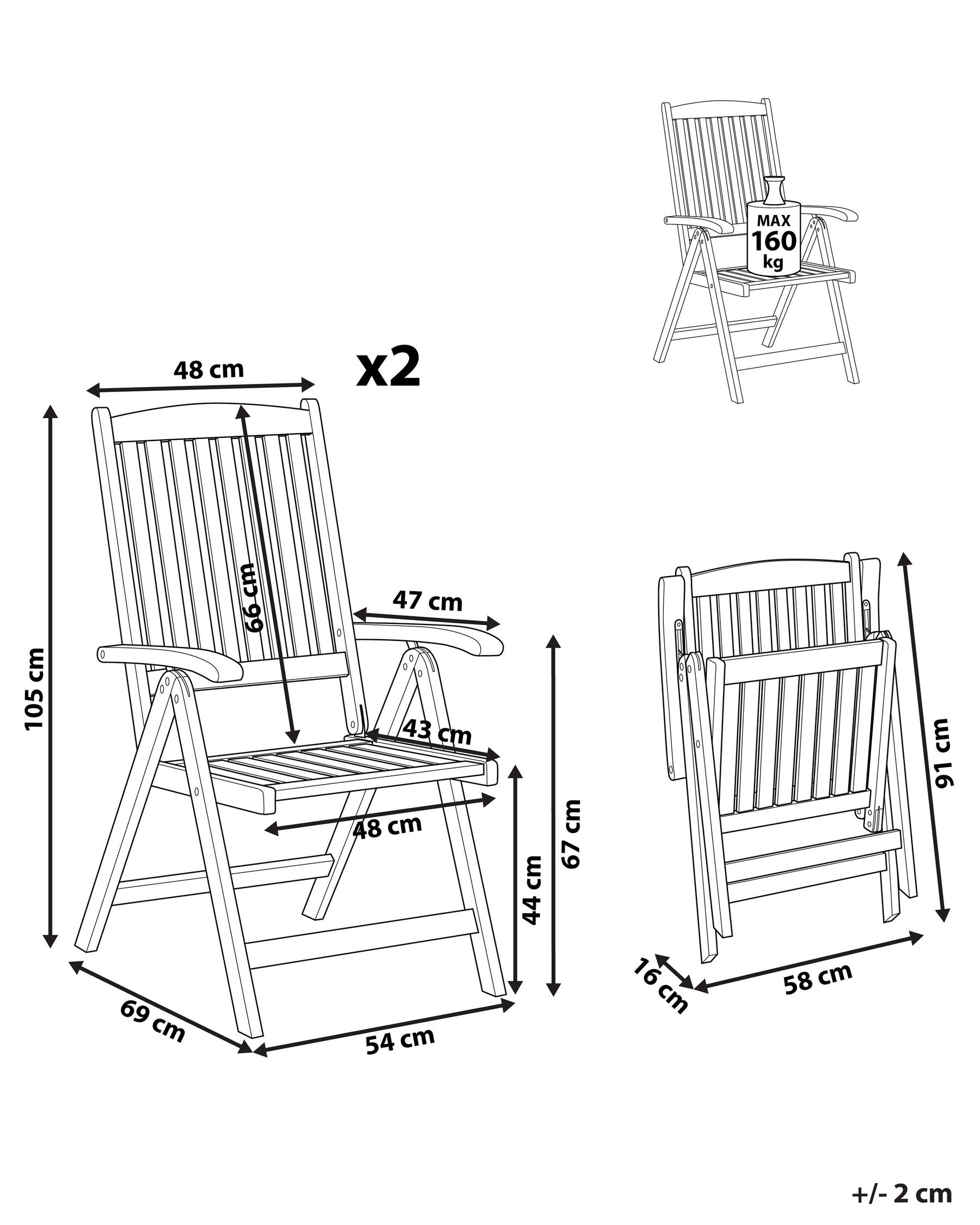 Set of 2 Garden Chairs JAVA Acacia Wood Light Brown_785526