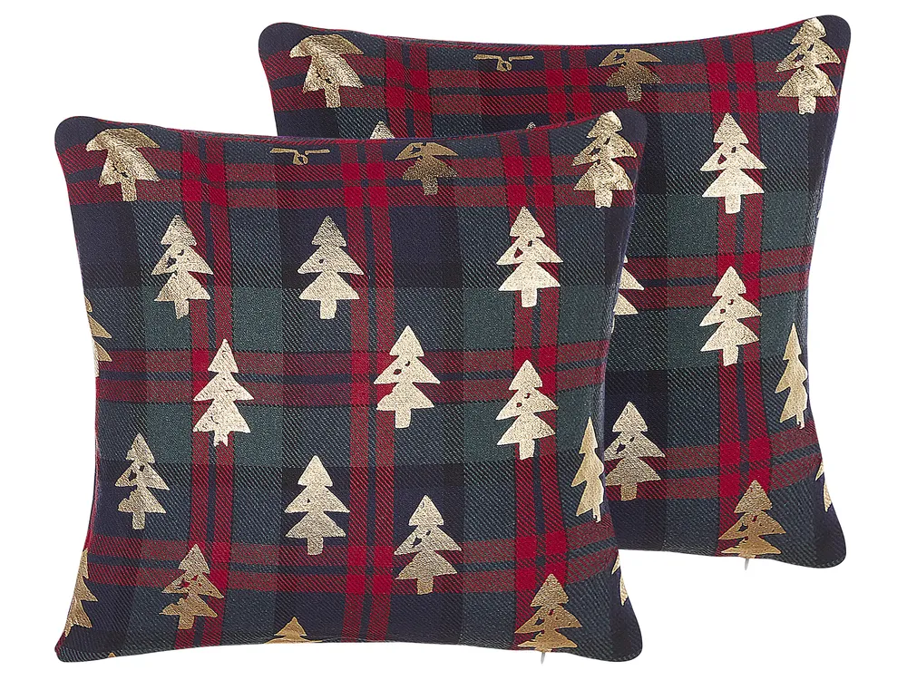 Set of 2 Decorative Cushions CUPID 45 x 45 cm Dark Green Christmas Motif