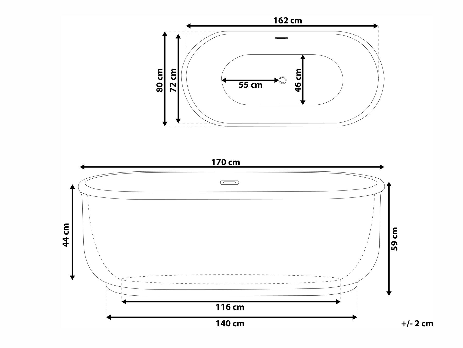 Freestanding Bathtub PINEL 1700 x 800 mm White_766546