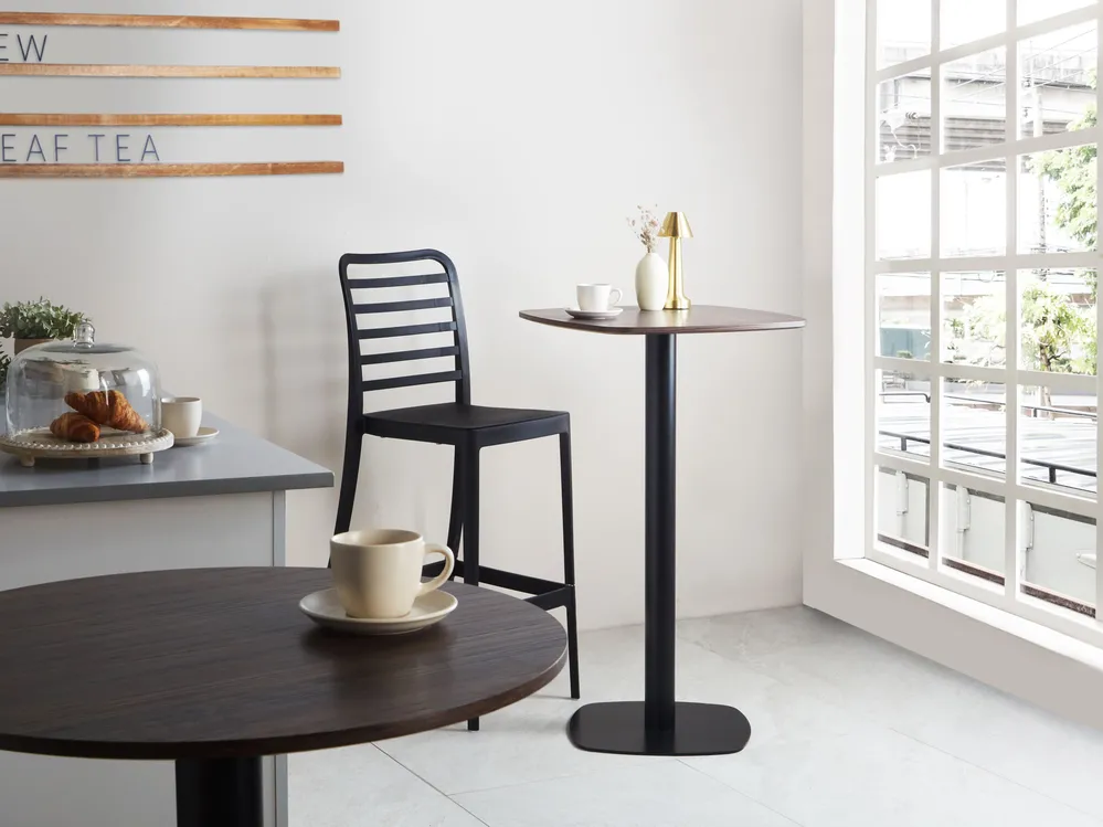 Bar Table MORELLA Black/ Dark Brown 60 cm 60 cm