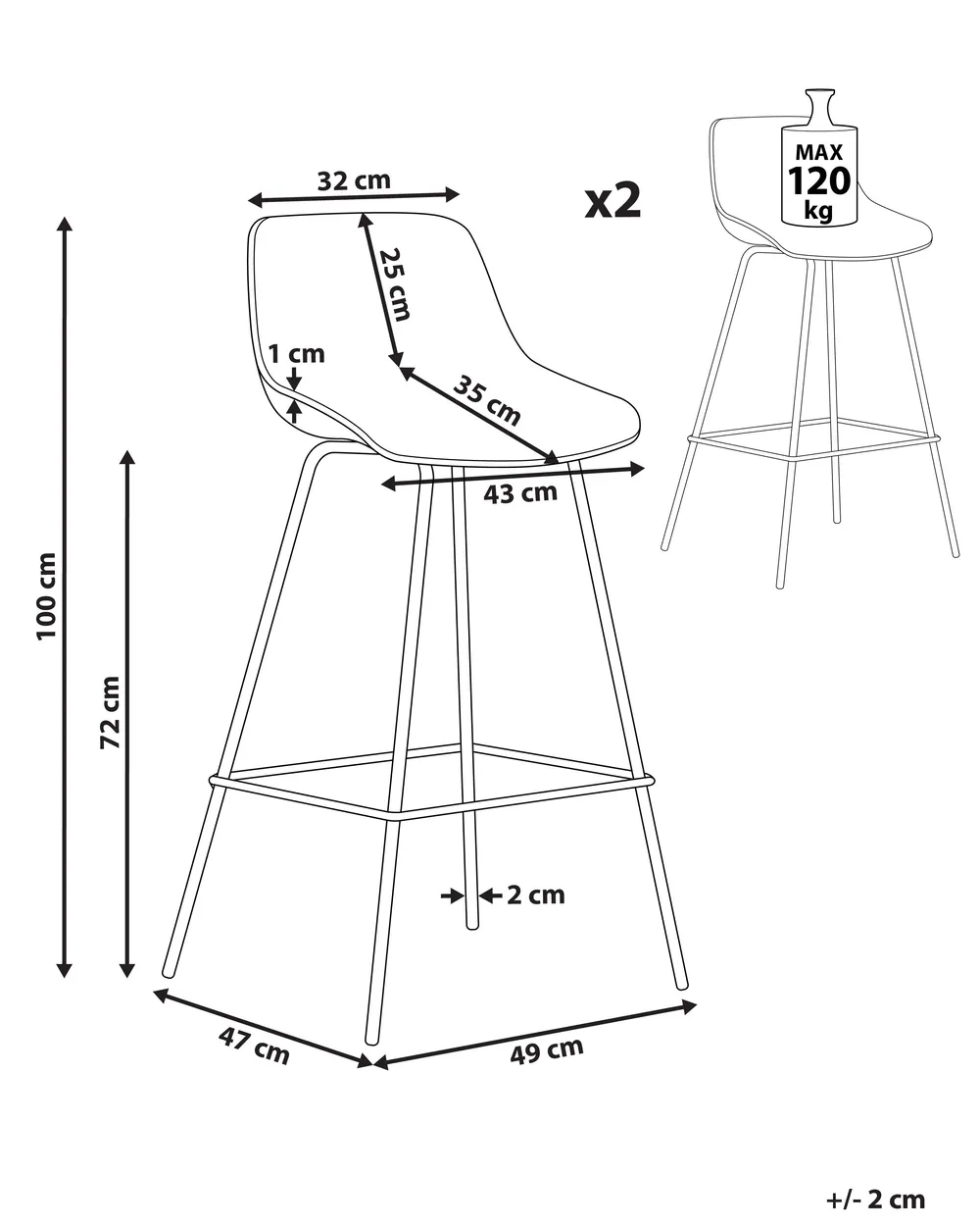 Set of 2 Bar Chairs EMMET Black_902767