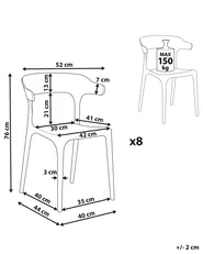 Set of 8 Dining Chairs GUBBIO Grey_862364