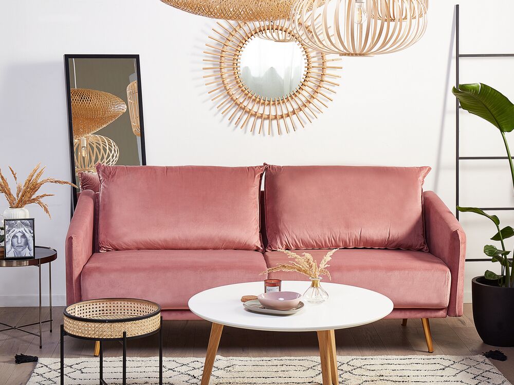 Sofa 3-seter MAURA Fløyel Rosa