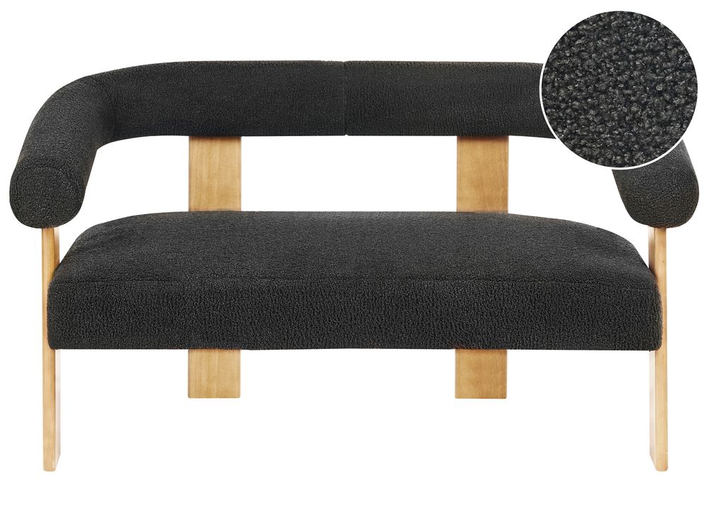 Sofa 2 Seater ILBRO Boucle Black/ Light Brown