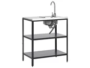 3 Piece Outdoor Kitchen Set with Sink VILAMA Black Metal_872576