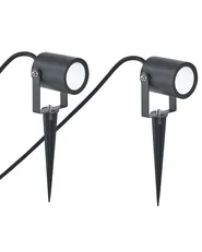 Set of 2 Outdoor Spike Lights EWES LED Black_1103832