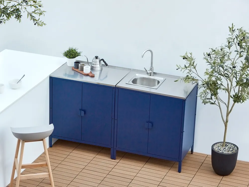 Outdoor Kitchen Cabinet with Sink VILAMA Blue_973845