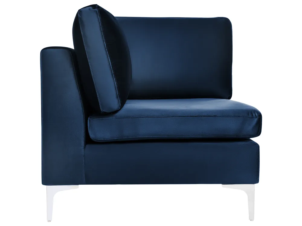 Modular Corner Sofa 4 Seater EVJA with Ottoman Velvet Navy Blue Left Hand_859935