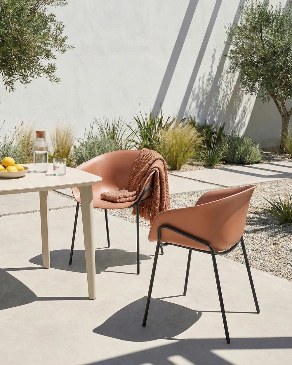 Set of 2 Garden Chairs METEORA Synthetic Material Brown