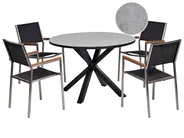 Garden Dining Set 4 Seater MALETTO/GROSSETO Metal Marble Effect Grey/ Black_938098