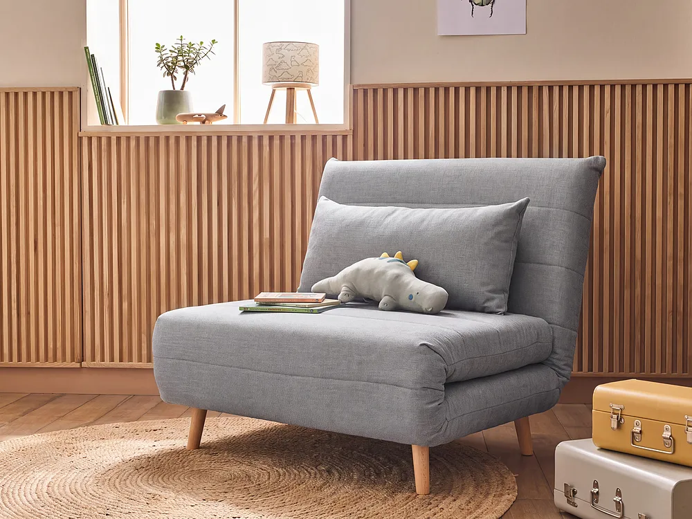 Single Sofa Bed SETTEN Fabric Light Grey_1153728