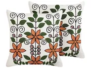 Set med 2 prydnadskuddar VELLORE 50 x 50 cm Bomull Flerfärgad Blommigt tryck_829515