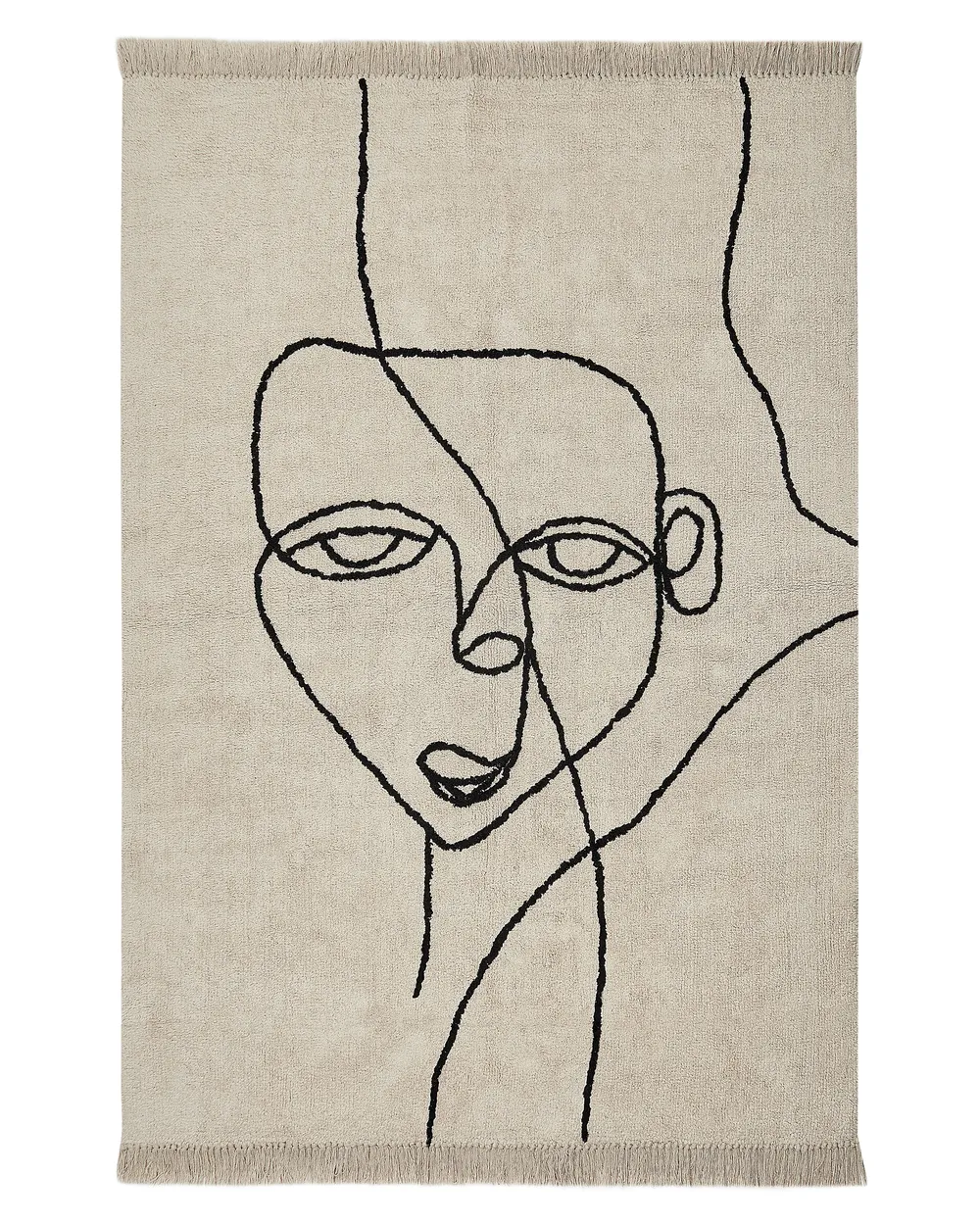 Cotton Area Rug Beige and Black NURU Various Sizes