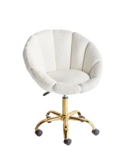 Skrivbordsstol ANNABELLE Bouclé Vit_949934