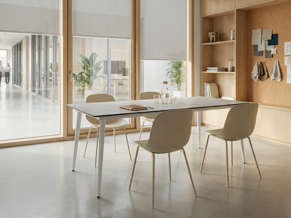 Conference Table TOLENTINO 90 cm 180 cm Travertine Effect