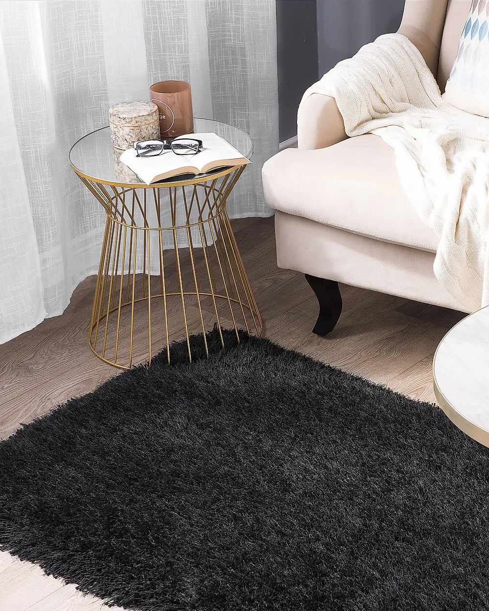 Shaggy Rug CIDE Black 80 x 150 cm_1177466