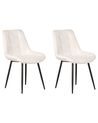 Set of 2 Dining Chairs MELROSE Velvet Off-White