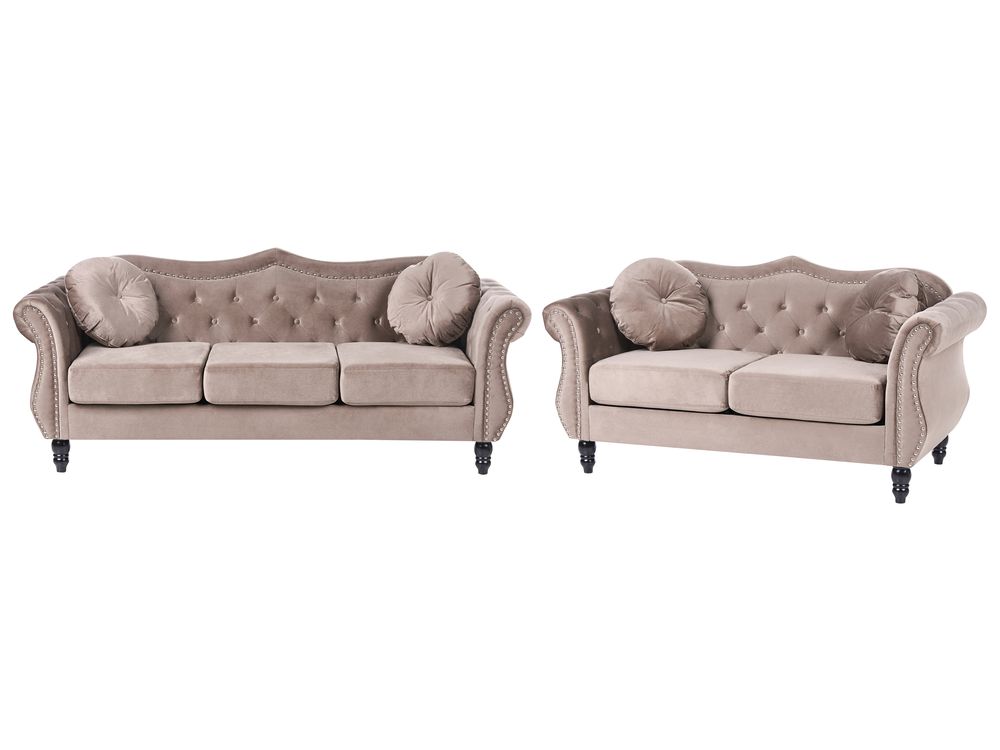 Soffgrupp 5-sits SKIEN Sammet Taupe