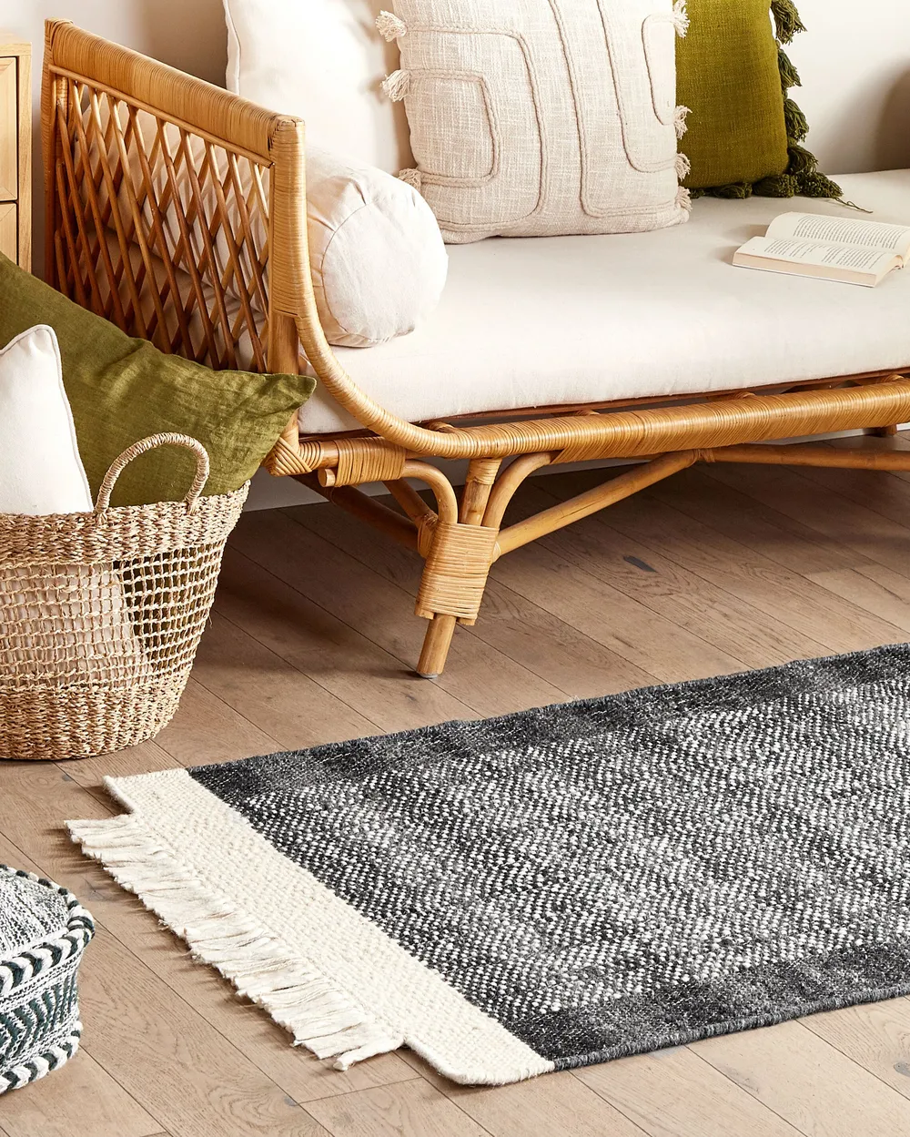 Rug ATLANTI Black 80 x 150 cm Wool