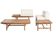 Garden Lounge Set with Table 2 Seater GIAVENO Acacia Wood Off-White_958671