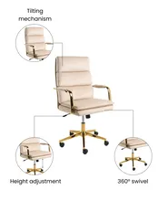 Office Chair VAMURE Velvet Light Beige_1071141