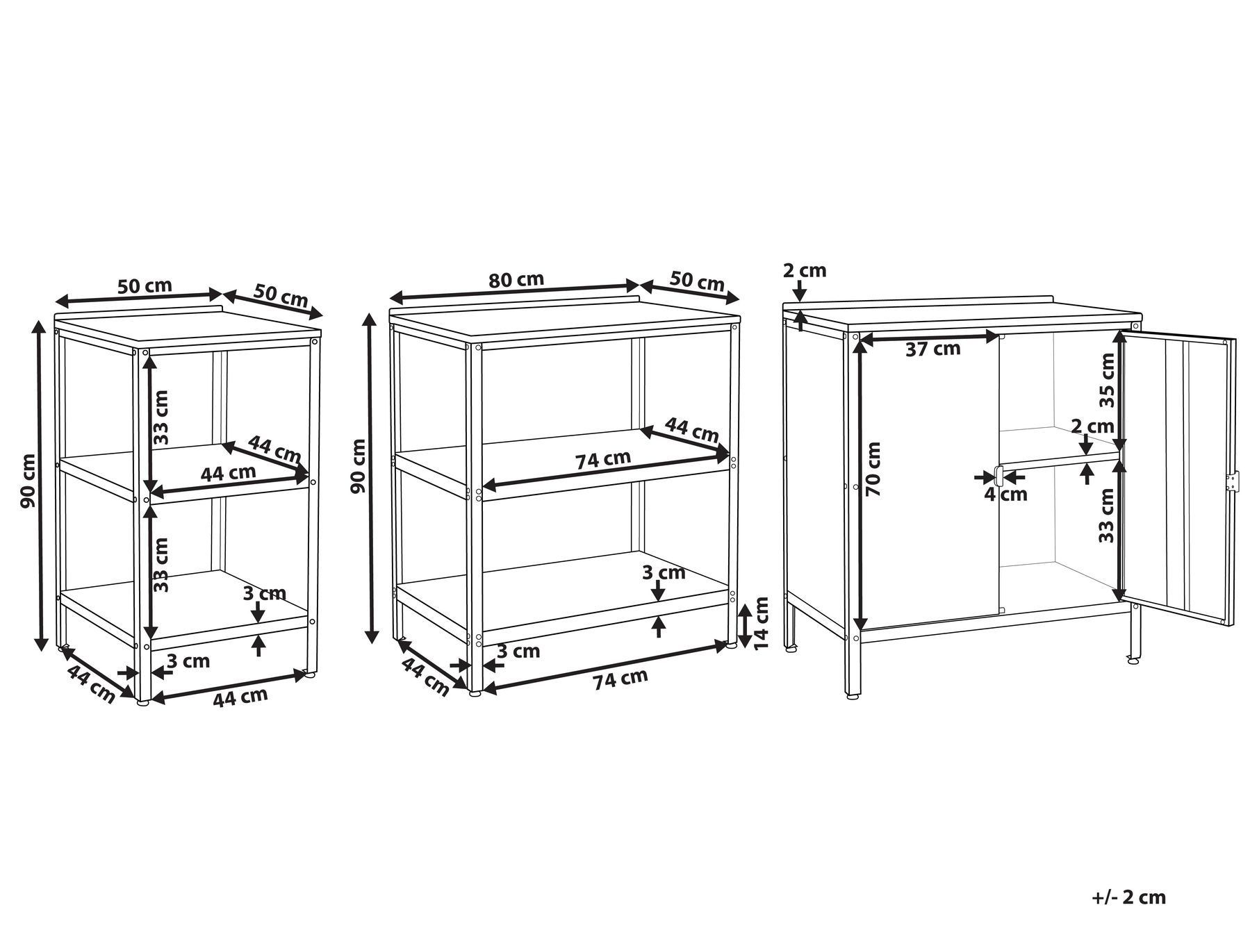 3 Piece Outdoor Kitchen Set VILAMA White Metal_976996