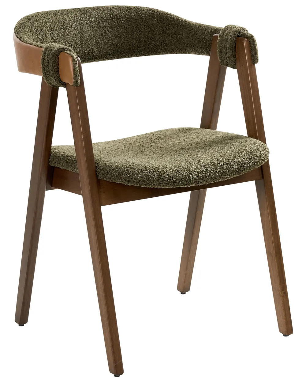 Set of 2 Dining Chairs DAY Boucle Dark Brown/ Green_1015975