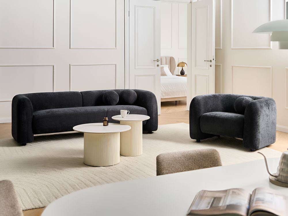 Soffgrupp 4-sits LEIREN Chenille Svart