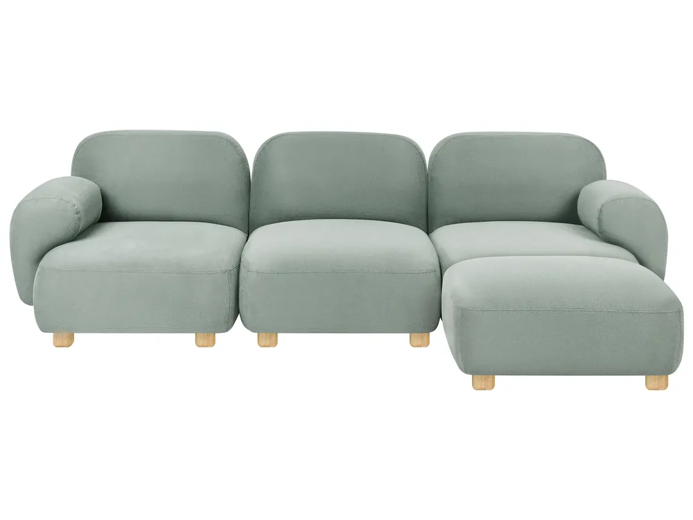 Modular Sofa 3 Seater AMLI with Ottoman Fabric Light Green