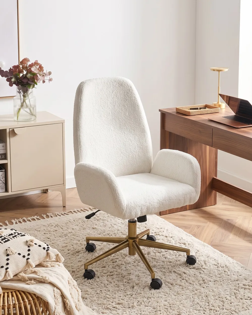 Office Chair CLARE Boucle White