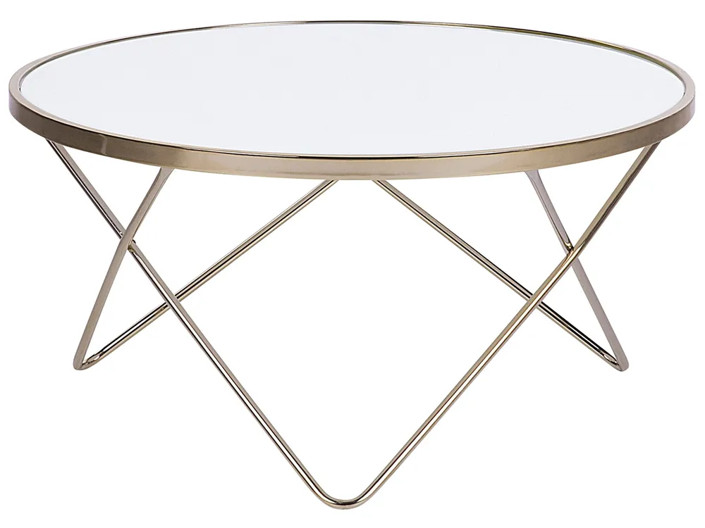 Coffee Table MERIDIAN Tempered Glass White/ Gold