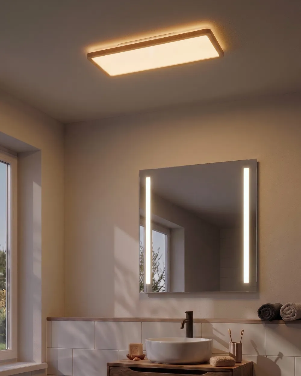 LED Ceiling Lamp ARDENZA with Remote with Dimmer Light Brown